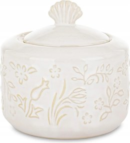 Cukortartó Mezei Virágokkal 300ml Fehér Ekrü Fényes, Virágokkal Díszített