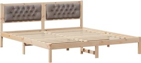 vidaXL Ágykeret fejtámlával Tópszínű 160 x 200 cm Tömör fenyőfa