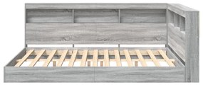 vidaXL Könyvespolcos Ágy tárolóval Szürke sonoma 160 x 200 cm Faanyag