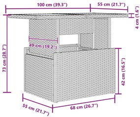 7 darabos kerti étkező szett párnákkal bézs poli rattan akác