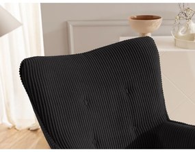 Fekete kordbársony fotel Niko – Ropez