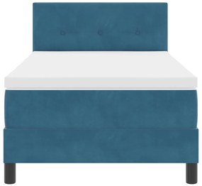 Boxspring Ágy Matraccal és LED-del Sötétkék 90x190 cm Bársony