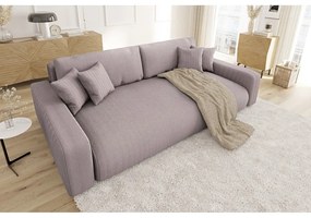 Világos rózsaszín kordbársony kinyitható tárolóhelyes kanapé 234 cm Sara – Ropez