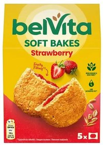 Keksz, 5x50 g, BELVITA Jó reggelt! Softy epres töltelékkel (KHE425)