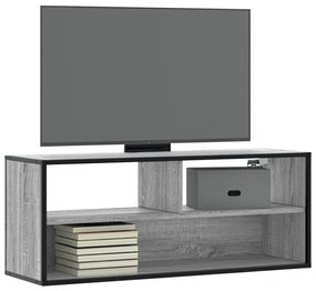 szürke sonoma színű szerelt fa és fém TV-szekrény 100x31x39,5cm