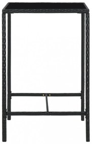 fekete polyrattan és üveg kerti bárasztal 70 x 70 x 110 cm