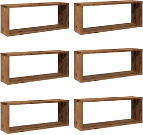 vidaXL 6 db antik fa színű szerelt fa fali kockapolc 60 x 15 x 23 cm