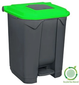 Planet Szelektív hulladékgyűjtő konténer, műanyag, pedálos, antracit, zöld, 50L