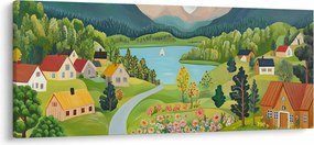 Kép - Falu a hegyekben (120x50 cm)