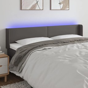 szürke bársony LED-es fejtámla 203x16x78/88 cm