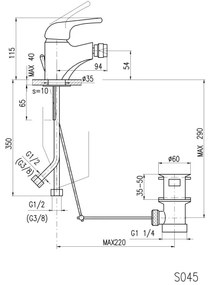 RAV Slezák SA045.0 - Bidé csaptelep + SAZAVA leeresztő 11,5 cm fényes króm
