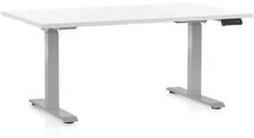 OfficeTech D állítható magasságú asztal, 140 x 80 cm, szürke alap, fehér