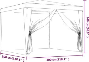 Kék HDPE rendezvénysátor 4 hálós oldalfallal 3x3 m