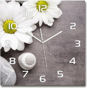 Gerbera mintás üveg négyzet alakú falióra 60x60