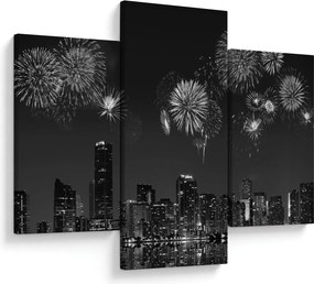 Kép - tűzijáték Miamiban, fekete és fehér (90x60 cm)