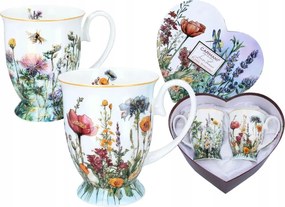 Porcelán Bögrék Carmani Mezei virágok Szív Dobozban Bögre x 2