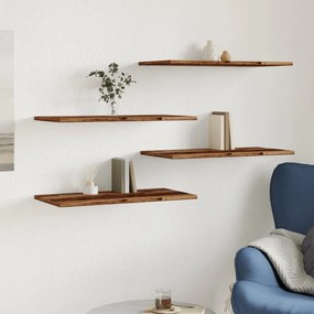 4 db antik fa színű szerelt fa fali polc 60 x 30 x 1,5 cm