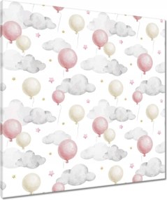 Vászonkép 70x70 Pasztell motívum rózsaszín lufikkal