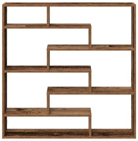 antik fa színű szerelt fa fali kockapolc 7 rekeszes színű