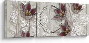 Kép - Dekoratív virágok (órával) (90x30 cm)