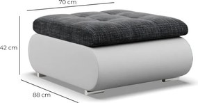 Tokio puff, fonott + műbőr, sötétszürke - fehér