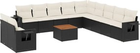 vidaXL 12 részes fekete polyrattan kerti ülőgarnitúra párnákkal