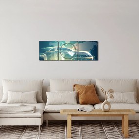 Geometriai formákból készült autó képe (órával) (90x30 cm)