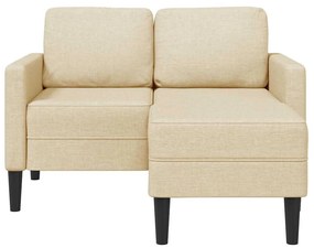 krémszínű anyagból 2 üléses kanapé L-alakú kanapéval 125 cm