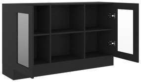 fekete szerelt fa vitrinszekrény 120 x 30,5 x 70 cm