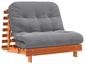 viaszbarna tömör fenyőfa futon kanapéágy matraccal 100x206x11cm