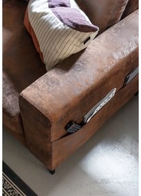 Barna bőrutánzat kinyitható sarokkanapé (bal oldali) Lofty Lilly – Miuform