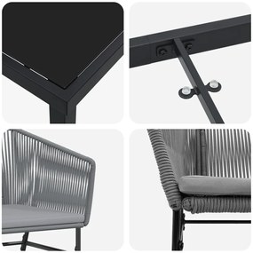 3 darabos szett Szürke PE Rattan 4 személyes UV-álló anyagok