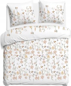 Szatén ágyneműhuzat 220x200 Virágok fehér színes Szatén