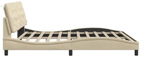 krémszínű szövet ágykeret LED-ekkel matrac nélkül 200 x 200 cm