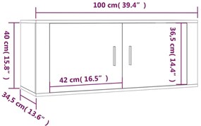 3 db sonoma tölgy színű fali TV-szekrény 100 x 34,5 x 40 cm