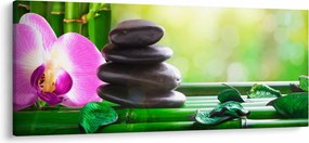Kép a masszázs kövek és orchideák a vízen (120x50 cm)