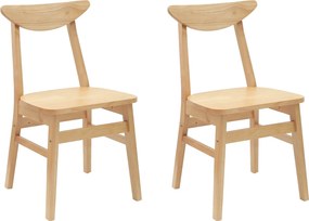 vidaXL Étkező Székek 2 pcs Természetes 42 x 47.5 x 81 cm Tömör Gumi Fa