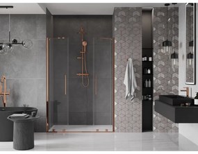 Mexen Velar Duo, nyitható tolóajtó 160x200 cm, 8mm átlátszó üveg, rózsa arany, 871-160-000-02-60
