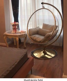 Függő fotel állvánnyal, átlátszó/ezüst/szürke, BUBBLE NEW TYP 3