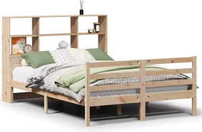 vidaXL tömör fenyőfa könyvespolcos ágy matrac nélkül 160 x 200 cm