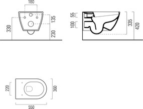 GSI, PURA fali WC csésze, Swirlflush, 55x36 cm, fekete dupla matt, 881526