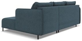 Kék kinyitható-tárolóhelyes sarokkanapé (jobb oldali) Luana – Makamii