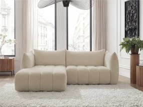 Bézs buklé sarokkanapé (bal oldali-heverő résszel) Azra – Bobochic Paris