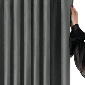 Sötétszürke bársony dimout (részleges sötétítő) függöny 530x175 cm Velto – Filumi