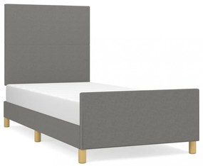 sötétszürke szövet ágykeret matrac nélkül 90x200 cm