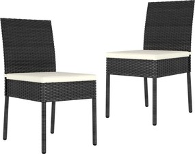 vidaXL 2 db fekete polyrattan kerti étkezőszék