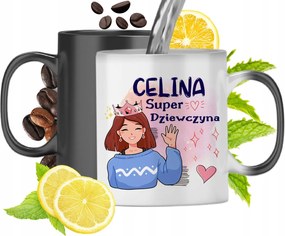 Mágikus Bögre Celina Fekete Matt Nyomtatott Fotóval 330ml