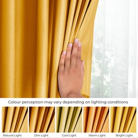 Sárga bársony dimout (részleges sötétítő) függöny 140x270 cm Eyelets – Restilo