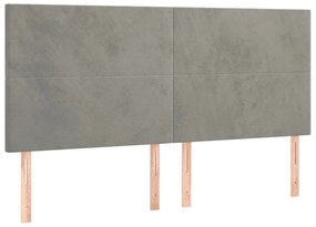 világosszürke bársony rugós és LED-es ágy matraccal 180x200 cm
