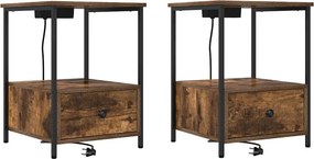 vidaXL Éjjeliszekrény 2 pcs Füstölt tölgy 42 x 41 x 56 cm Faanyag